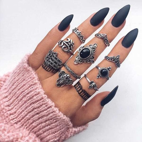 ring tocona vintage antique silver color black opal elephant set for women carved finger s party beach 10pcs/set 4561, Golden;silver
ring tocona vintage antique silver color black opal elephant set for women carved finger s party beach 10pcs/set 4561, Golden;silver