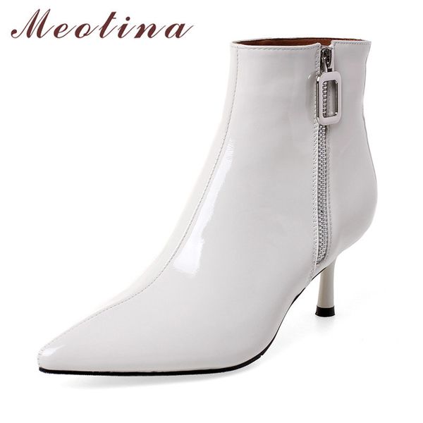 meotina winter ankle boots women natural genuine leather thin high heel short boots zipper pointed toe shoes lady autumn size 39 210520, Black
meotina winter ankle boots women natural genuine leather thin high heel short boots zipper pointed toe shoes lady autumn size 39 210520, Black