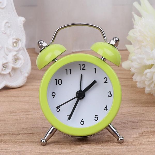 other clocks & accessories portable cute mini round battery alarm clock desktable bedside decor retailsale