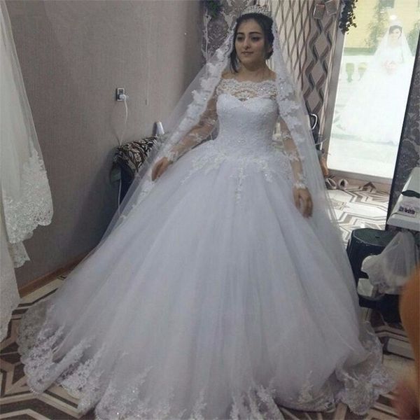 2022 classic white ivory tulle ball gown wedding dresses lace long sleeves bateau neck floor length spring autumn wedding gowns plus size ap
2022 classic white ivory tulle ball gown wedding dresses lace long sleeves bateau neck floor length spring autumn wedding gowns plus size ap
