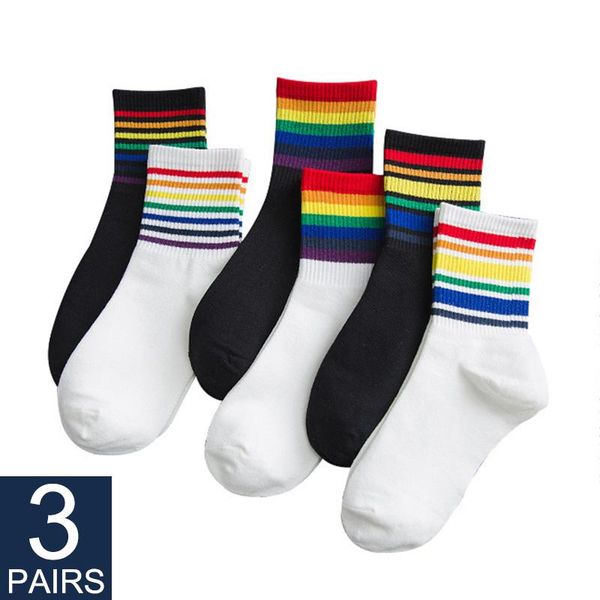 3pair striped cotton rainbow socks women's fun soft long sock streetwear harajuku girl fashionable korean style & hosiery, Black;white
3pair striped cotton rainbow socks women's fun soft long sock streetwear harajuku girl fashionable korean style & hosiery, Black;white