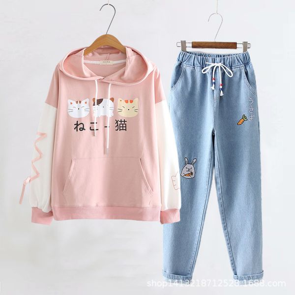 autumn student suit female korean version 20 new cartoon hoodie loose casual girlfriends two-piece set, Gray
autumn student suit female korean version 20 new cartoon hoodie loose casual girlfriends two-piece set, Gray