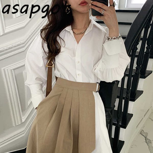 korea chic wild lapel single breasted irregular shirt dress high waist irregular pleated skirts casual retro fashion office lady 210610, White
korea chic wild lapel single breasted irregular shirt dress high waist irregular pleated skirts casual retro fashion office lady 210610, White