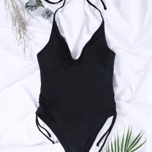 one-piece suits pure color tethered halter swimsuit 2021 female summer women's beachwear
one-piece suits pure color tethered halter swimsuit 2021 female summer women's beachwear