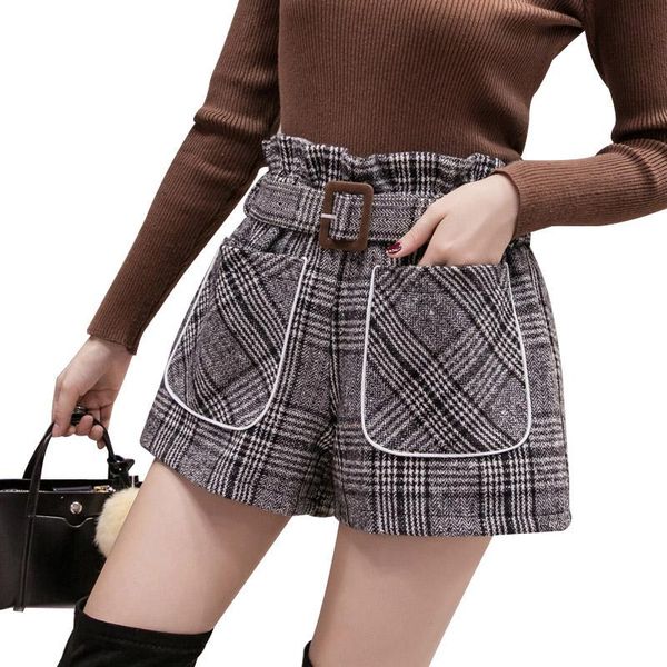 women's shorts s-2xl ruffles belted pocket summer panties biker women woolen short trouser plus size 2021 spring plaid, White;black
women's shorts s-2xl ruffles belted pocket summer panties biker women woolen short trouser plus size 2021 spring plaid, White;black