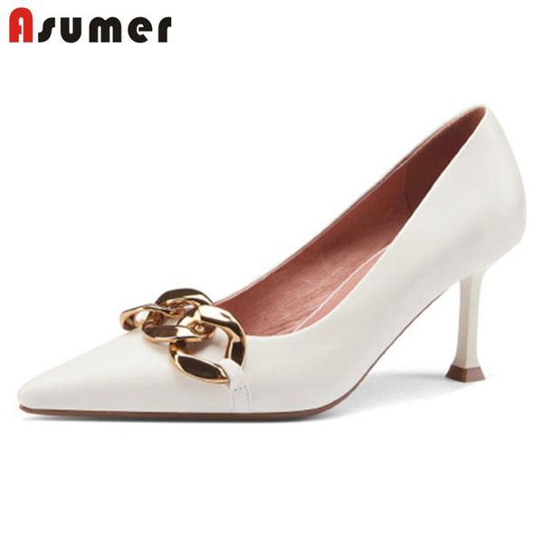 asumer 2021 arrive genuine leather pumps women shoes metal decoration chain fashion brand high heels party ladies dress, Black
asumer 2021 arrive genuine leather pumps women shoes metal decoration chain fashion brand high heels party ladies dress, Black