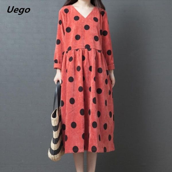 uego corduroy long sleeve autumn dress print dot v-neck women plus size office lady work female spring casual dresses, Black;gray
uego corduroy long sleeve autumn dress print dot v-neck women plus size office lady work female spring casual dresses, Black;gray