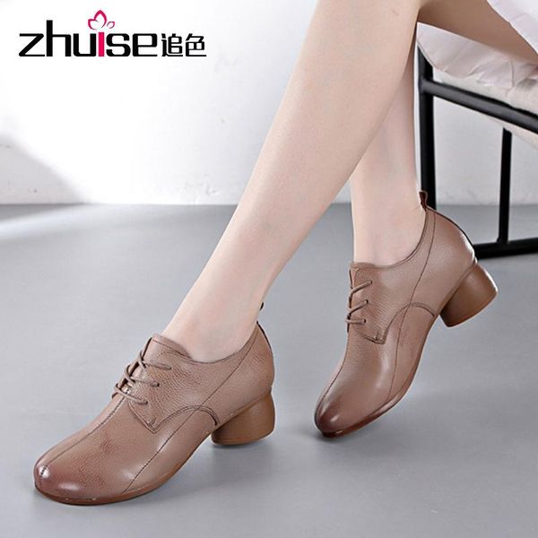 spring thick-heeled leather women's single shoes lace-up casual all-match comfortable work dress, Black
spring thick-heeled leather women's single shoes lace-up casual all-match comfortable work dress, Black