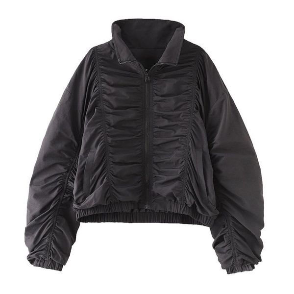 winter loose short stand collar ruched black jacket commuting fashion unique design casual warm comfortable women's jackets, Black;brown
winter loose short stand collar ruched black jacket commuting fashion unique design casual warm comfortable women's jackets, Black;brown