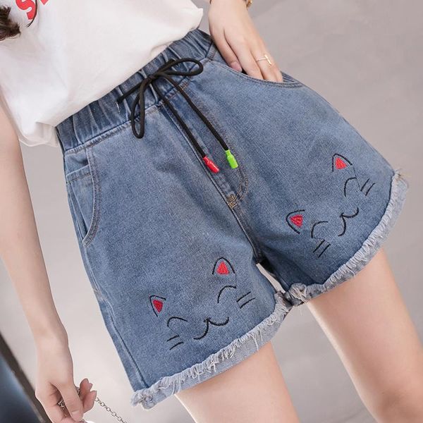 casual summer denim women's shorts cowboy high waists tassel cartoon embroidery plus size short jeans 2021, White;black
casual summer denim women's shorts cowboy high waists tassel cartoon embroidery plus size short jeans 2021, White;black