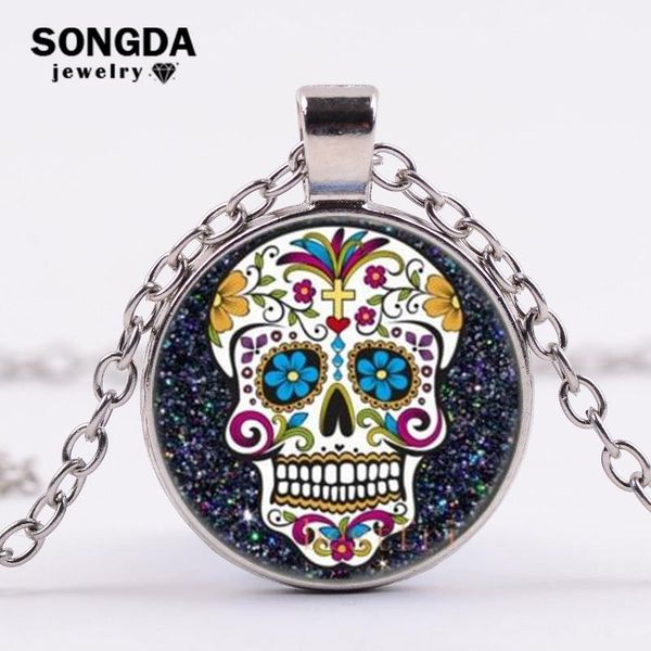 brand fashion mexican sugar skull necklace steampunk gothic day of the dead glass cabochon necklaces pendants jewelry pendant, Silver
brand fashion mexican sugar skull necklace steampunk gothic day of the dead glass cabochon necklaces pendants jewelry pendant, Silver