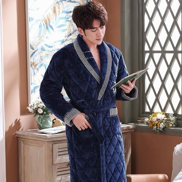 men's sleepwear est winter men three layers quilted bathrobe thick flannel robe plus size xxxl kimono bathrobes male warm pyjamas, Black;brown
men's sleepwear est winter men three layers quilted bathrobe thick flannel robe plus size xxxl kimono bathrobes male warm pyjamas, Black;brown
