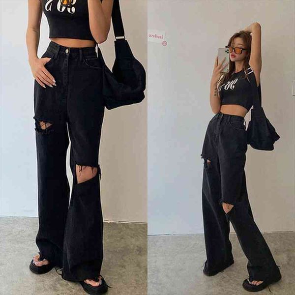 ripped women jeans boyfriend black solid streetwear wide leg pants denim woman korean autumn hole y2k baggy jeans mom, Blue
ripped women jeans boyfriend black solid streetwear wide leg pants denim woman korean autumn hole y2k baggy jeans mom, Blue