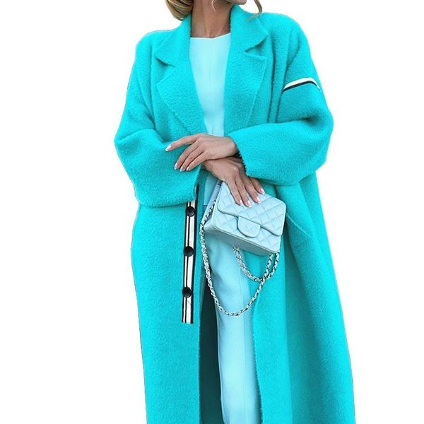 women's wool & blends long coats women lapel sleeve loose single-breasted pockets elegant office lady overcoats fashion m604, Black
women's wool & blends long coats women lapel sleeve loose single-breasted pockets elegant office lady overcoats fashion m604, Black