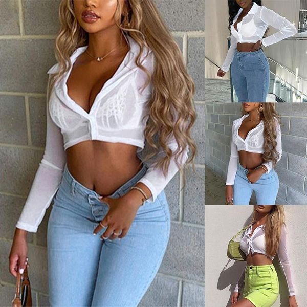 ladies net yarn fashion pure color all-match perspective sunscreen party club women's t-shirt, White
ladies net yarn fashion pure color all-match perspective sunscreen party club women's t-shirt, White