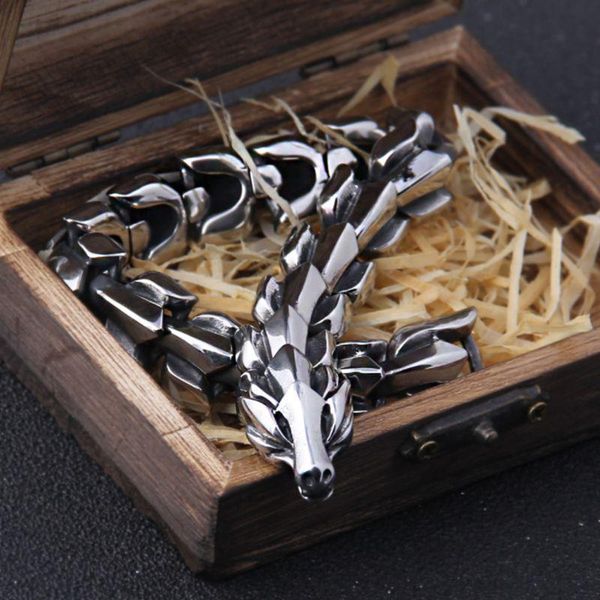 link, chain nordic viking dragon bracelet keel retro men's punk 316l stainless steel fashion jewelry, Black
link, chain nordic viking dragon bracelet keel retro men's punk 316l stainless steel fashion jewelry, Black
