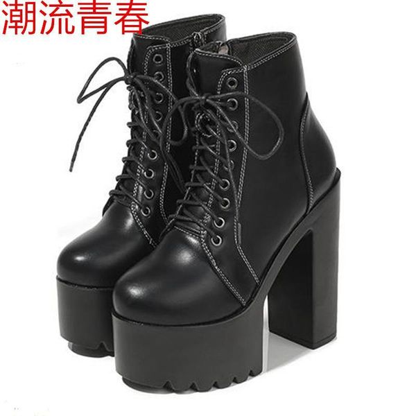 boots women 15cm ultra high heel ankle soft leather autumn winter round toe size 34-39, Black
boots women 15cm ultra high heel ankle soft leather autumn winter round toe size 34-39, Black