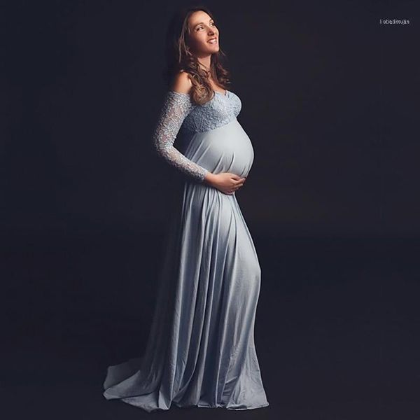 40# solid color maternity dress women v-neck pregnant lace stitching po pography long dresses1, White
40# solid color maternity dress women v-neck pregnant lace stitching po pography long dresses1, White