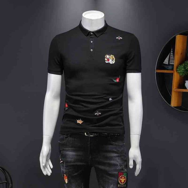 men's polos handsome lapel bottoming shirt men's ice silk printing personality short-sleeved polo trend ma36, White;black
men's polos handsome lapel bottoming shirt men's ice silk printing personality short-sleeved polo trend ma36, White;black