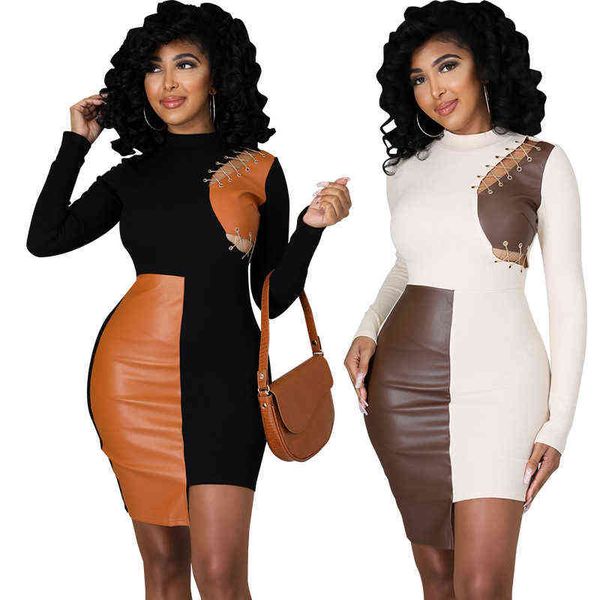hollow out patchwork pu leather mini dresses for women round neck full sleeve bodycon skirt high street wear chic outfit 211115, Black;gray
hollow out patchwork pu leather mini dresses for women round neck full sleeve bodycon skirt high street wear chic outfit 211115, Black;gray