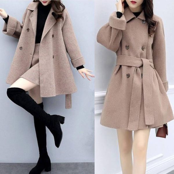 women's wool & blends 2021 autumn and winter large size loose two-piece casual fashion thick woolen coat short skirt suit women, Black
women's wool & blends 2021 autumn and winter large size loose two-piece casual fashion thick woolen coat short skirt suit women, Black