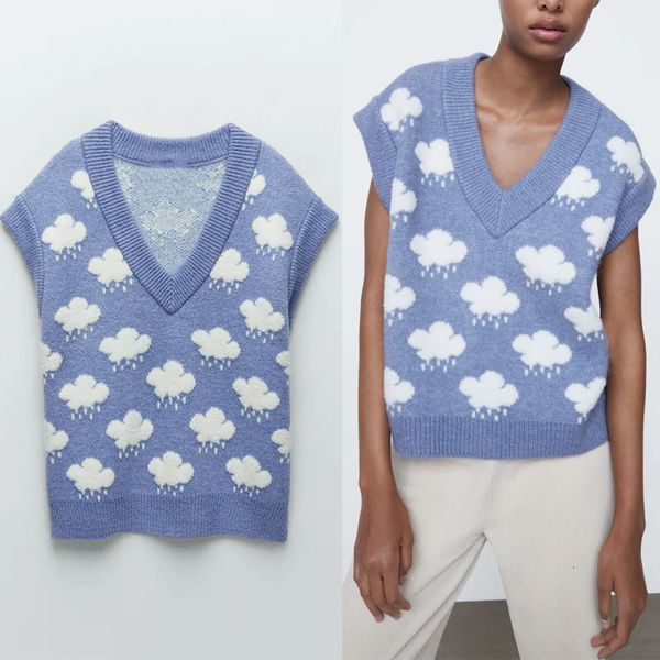 sweaters za jacquard knit blue vest women v neck retro fitted sweater woman fashion sleeveless rib knitted, White;black
sweaters za jacquard knit blue vest women v neck retro fitted sweater woman fashion sleeveless rib knitted, White;black