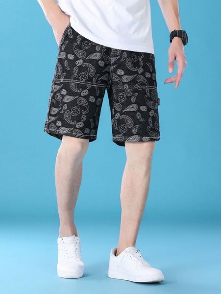 men allover paisley denim shorts 25ru#, Blue
men allover paisley denim shorts 25ru#, Blue
