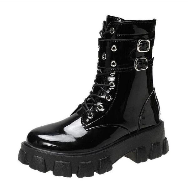 boots platform patent leather rivet women autumn punk motorcycle block heel gothic shoes ankle, Black
boots platform patent leather rivet women autumn punk motorcycle block heel gothic shoes ankle, Black