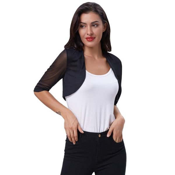 women's jackets summer coat see-through 3/4 sleeve open front irregular hem shrug short slim bolero elegant evening party clothes, Black;brown
women's jackets summer coat see-through 3/4 sleeve open front irregular hem shrug short slim bolero elegant evening party clothes, Black;brown