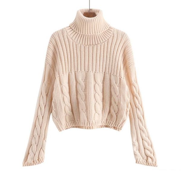 style for autumn and winter women's linen flower color loose turtleneck short knitted sweater women sweaters, White;black
style for autumn and winter women's linen flower color loose turtleneck short knitted sweater women sweaters, White;black