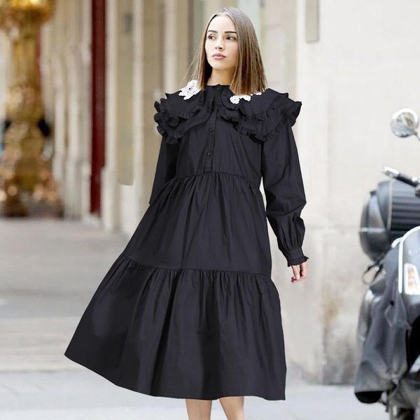 casual dresses fashion autumn original women's slim long dress doll collar french, Black;gray
casual dresses fashion autumn original women's slim long dress doll collar french, Black;gray