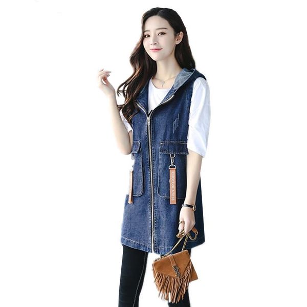 women's vests fashion denim women vest 2021 spring jacket female plus size embroidery slim jeans coat hooded long, Black;white
women's vests fashion denim women vest 2021 spring jacket female plus size embroidery slim jeans coat hooded long, Black;white