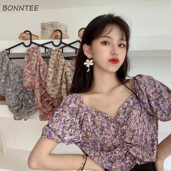 women's blouses & shirts women floral 4 colors french vintage design summer cropped tunic puff-sleeve cute slim all-match blusas femal, White
women's blouses & shirts women floral 4 colors french vintage design summer cropped tunic puff-sleeve cute slim all-match blusas femal, White
