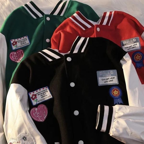 women's jackets hip-hop baseball uniform autumn winter casual long-sleeved harajuku loose vintage jacket korean punk kawaii outerwear, Black;brown
women's jackets hip-hop baseball uniform autumn winter casual long-sleeved harajuku loose vintage jacket korean punk kawaii outerwear, Black;brown