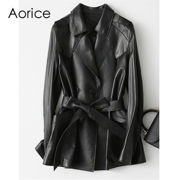 women's leather & faux aorice winter spring women genuine real sheepskin jacket coats trench suit clothing a29106, Black
women's leather & faux aorice winter spring women genuine real sheepskin jacket coats trench suit clothing a29106, Black