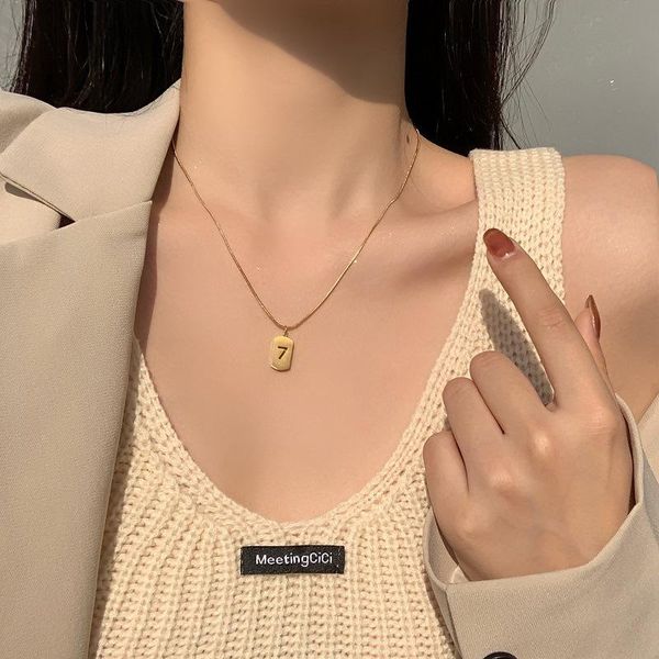 pendant necklaces yunli fashion titanium steel necklace trend lucky number 7 ladies clavicle chain high-end sense wild exquisite girl, Silver
pendant necklaces yunli fashion titanium steel necklace trend lucky number 7 ladies clavicle chain high-end sense wild exquisite girl, Silver