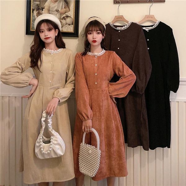 casual dresses sannian autumn women dress fashion women's clothes long lace round neck corduroy sleeve sister ladies, Black;gray
casual dresses sannian autumn women dress fashion women's clothes long lace round neck corduroy sleeve sister ladies, Black;gray