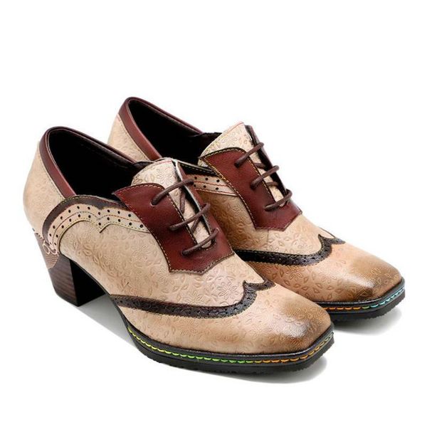 dress shoes ankle boots for women heels handmade color matching big size 43 old leather retro broch casual women's thick-heeled single, Black 
dress shoes ankle boots for women heels handmade color matching big size 43 old leather retro broch casual women's thick-heeled single, Black