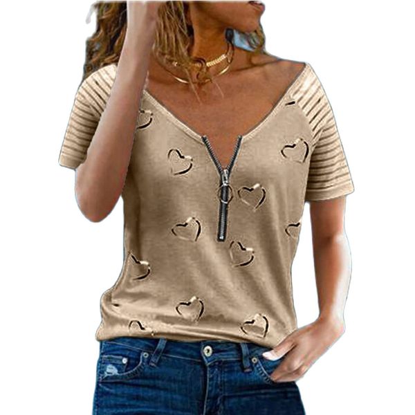 loose t shirts womenss printed t shirt v neck zipper casual cotton short sleeve summer fashion plus size clothing, White
loose t shirts womenss printed t shirt v neck zipper casual cotton short sleeve summer fashion plus size clothing, White