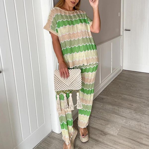 women's two piece pants fashion casual panelled knitted suits women elegant loose o neck suit full length ladies, White
women's two piece pants fashion casual panelled knitted suits women elegant loose o neck suit full length ladies, White