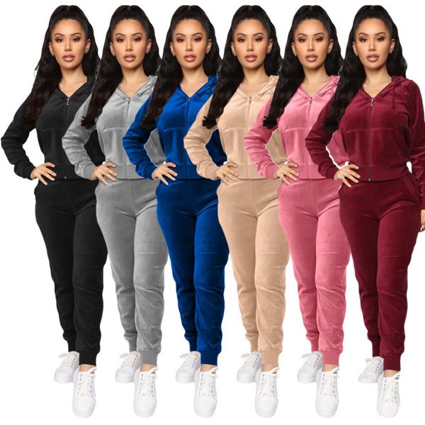 women's tracksuits women two pieces set designer solid colour velvet hooded zipper sweater elastic waist pants ladeis new fashion, Gray
women's tracksuits women two pieces set designer solid colour velvet hooded zipper sweater elastic waist pants ladeis new fashion, Gray