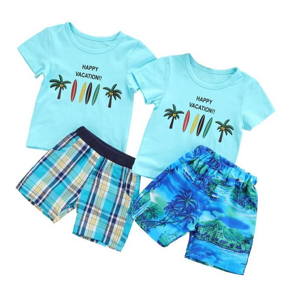 clothing sets 2pcs little boys outfit, toddlers creative coconut tree letter printing round collar short sleeve + beach/plaid shorts set, White
clothing sets 2pcs little boys outfit, toddlers creative coconut tree letter printing round collar short sleeve + beach/plaid shorts set, White