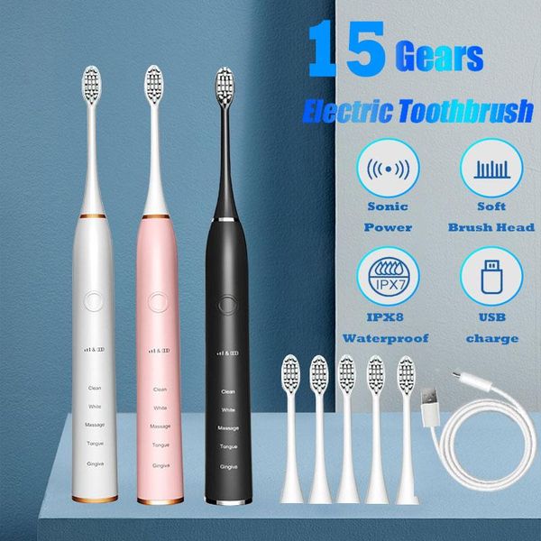smart electric toothbrush powerful sonic cleaning - rechargeable with timer, 5/15 modes, 2 brush heads whitening for adults
smart electric toothbrush powerful sonic cleaning - rechargeable with timer, 5/15 modes, 2 brush heads whitening for adults