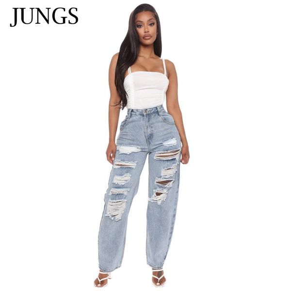 women's jeans mid waist woman broken hole ripped loose thin straight-leg skinny style women, Blue
women's jeans mid waist woman broken hole ripped loose thin straight-leg skinny style women, Blue