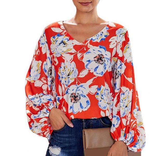 women's blouses & shirts casual loose ladies plus size blouse floral print womens fashion v neck lantern long sleeve t-shirt, White
women's blouses & shirts casual loose ladies plus size blouse floral print womens fashion v neck lantern long sleeve t-shirt, White