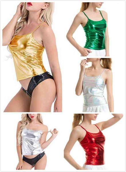 shiny metallic camisole wet womens cami look short vest spaghetti straps party club dancewear basic solid strappy, White
shiny metallic camisole wet womens cami look short vest spaghetti straps party club dancewear basic solid strappy, White