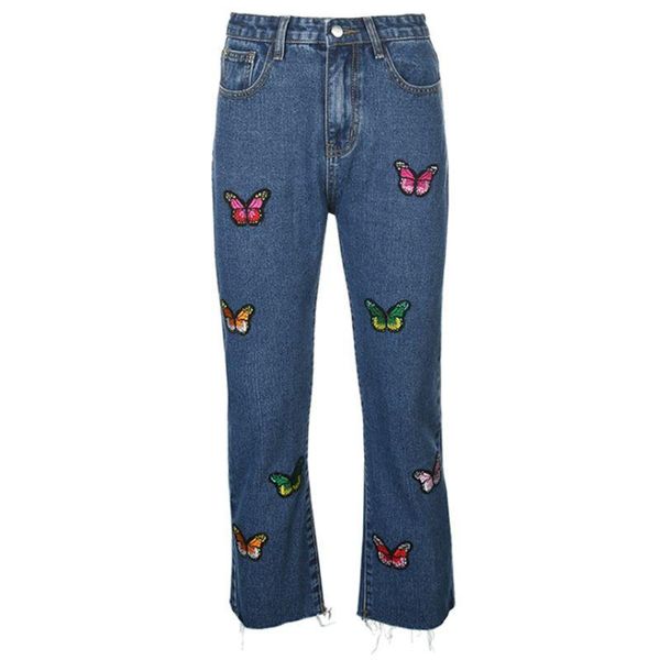 women loose jeans high waist butterfly embroidered wide leg straight denim pants e56a women's, Blue
women loose jeans high waist butterfly embroidered wide leg straight denim pants e56a women's, Blue