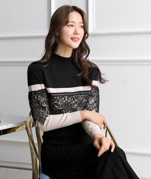 fashion chic lace patchwork pullovers jumpers pull femme knitted pullover woman sweaters fall 2021 women clothing long sleeve women's, White;black
fashion chic lace patchwork pullovers jumpers pull femme knitted pullover woman sweaters fall 2021 women clothing long sleeve women's, White;black