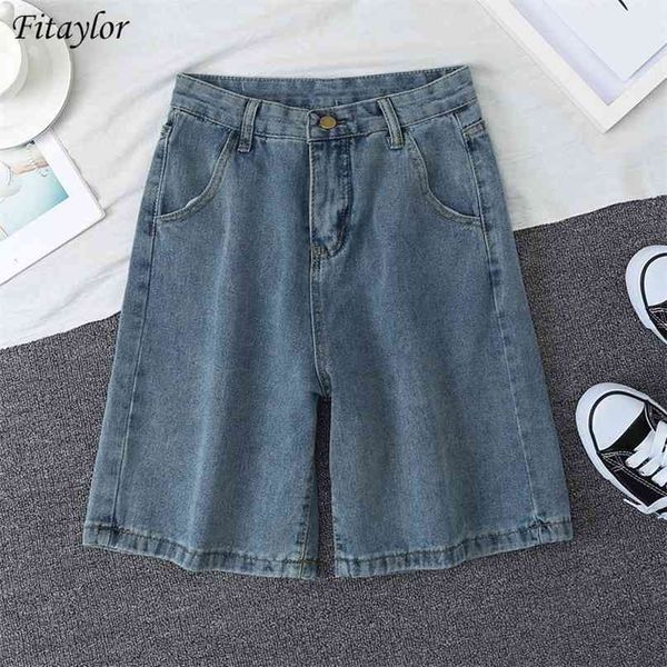 fitaylor summer women high waist blue wide leg denim shorts casual female solid streetwear stright jeans bermuda 210621, White;black
fitaylor summer women high waist blue wide leg denim shorts casual female solid streetwear stright jeans bermuda 210621, White;black