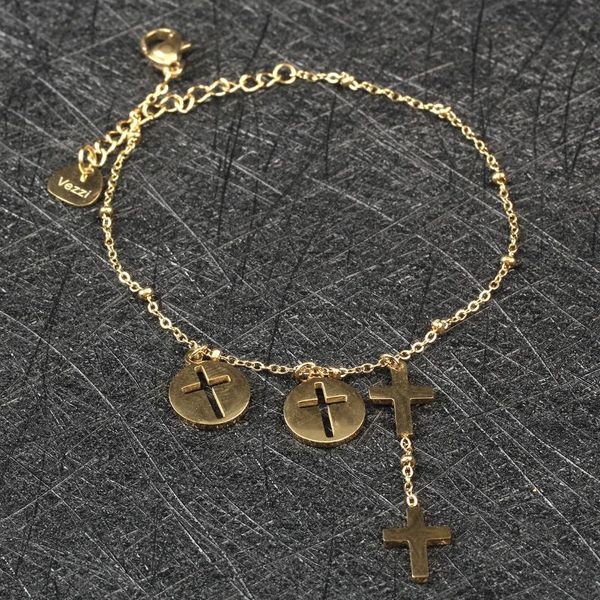 ladies bracelet punk double gold stainless steel cross pattern pendant gadgets bangle, Black
ladies bracelet punk double gold stainless steel cross pattern pendant gadgets bangle, Black